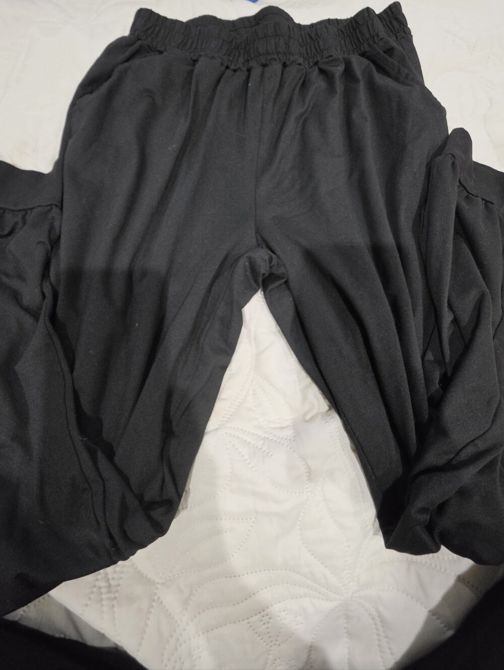 Womens Black Elastic Waist Joggers